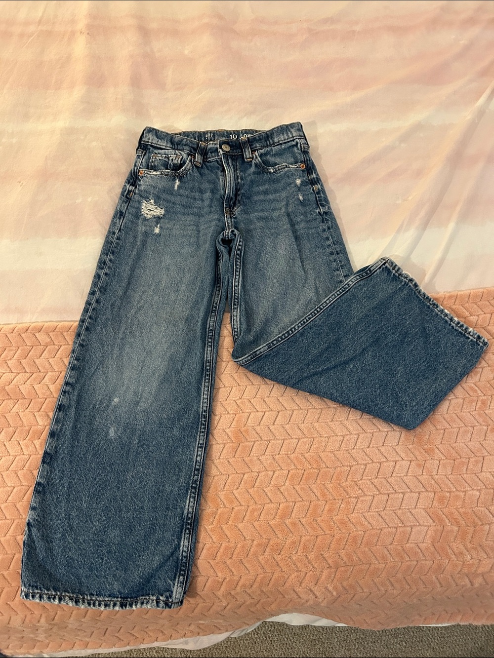 GAP Girls Distressed Wide-Leg Blue Jeans